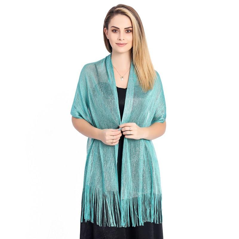 Gold and Women Fashion Wraps Evening Dress Shawl Shawl Flat Scarf Dance Silver Silk