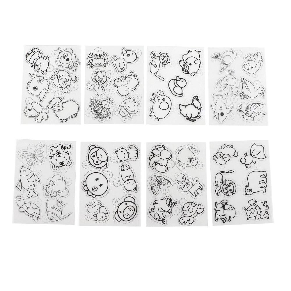 8pcs Different Patterns Heat Shrink Sheets Hand Painted Shrink Art Paper DIY Ornaments