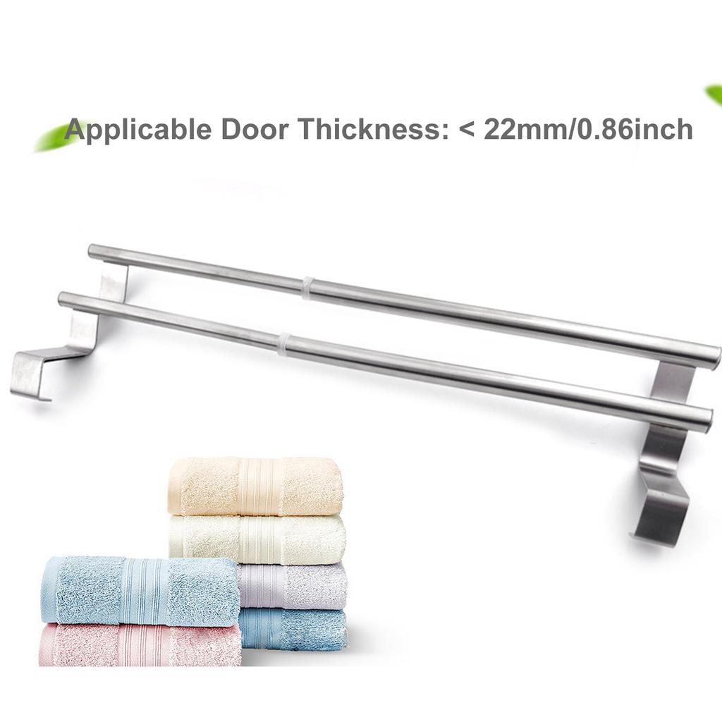 Expandable Double Towel Hanger Over Cabinet Cupboard Doors Stainless Steel Bath Towel Bar Towel Clothes Hanger Towel Rack Holder for Bathroom Kitchen