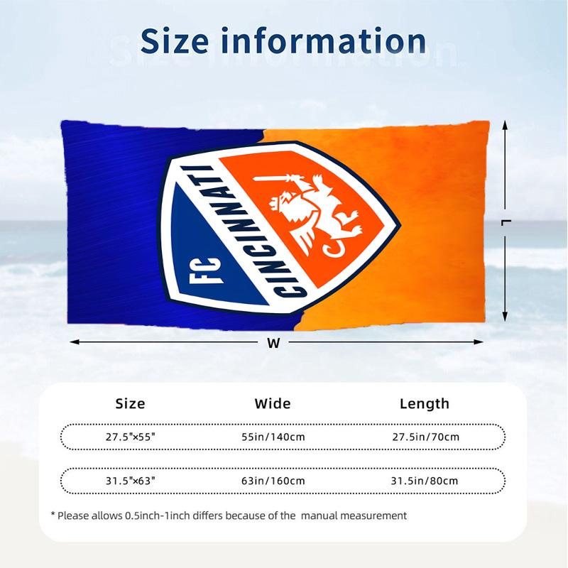 FC Cincinnati (5) Theme Beach Towel Sand Resistant Soft And Comfortable Suitable For The Pool Camping Yoga And Diving A Travel Essential
