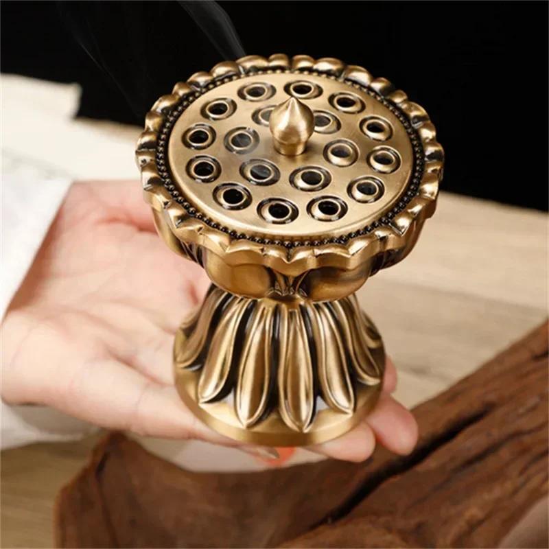 PureCopper Zen Lotus Медная курильница для благовоний Чистая медь Антикварная старая лампа-лотос Сандаловое дерево Курильница для благовоний Китайские благовония