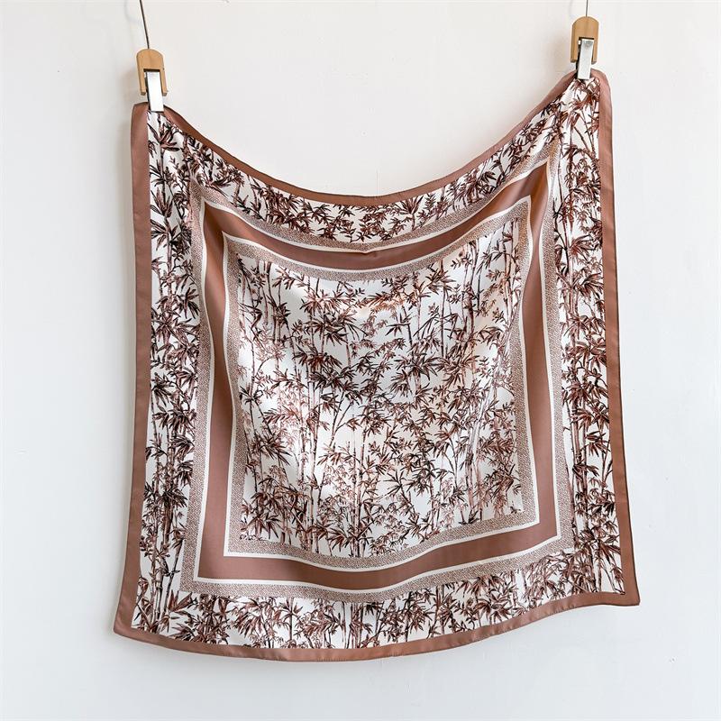 Luxury Floral Twill Print Square Scarf Women Soft Satin Kerchief Hairband Neckerchief Head Hijab Lady Headband Foulard