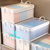 Foldable Storage Box with Dustproof Lid Handle Design Transparent Large Capacity Moisture-Proof Closet
