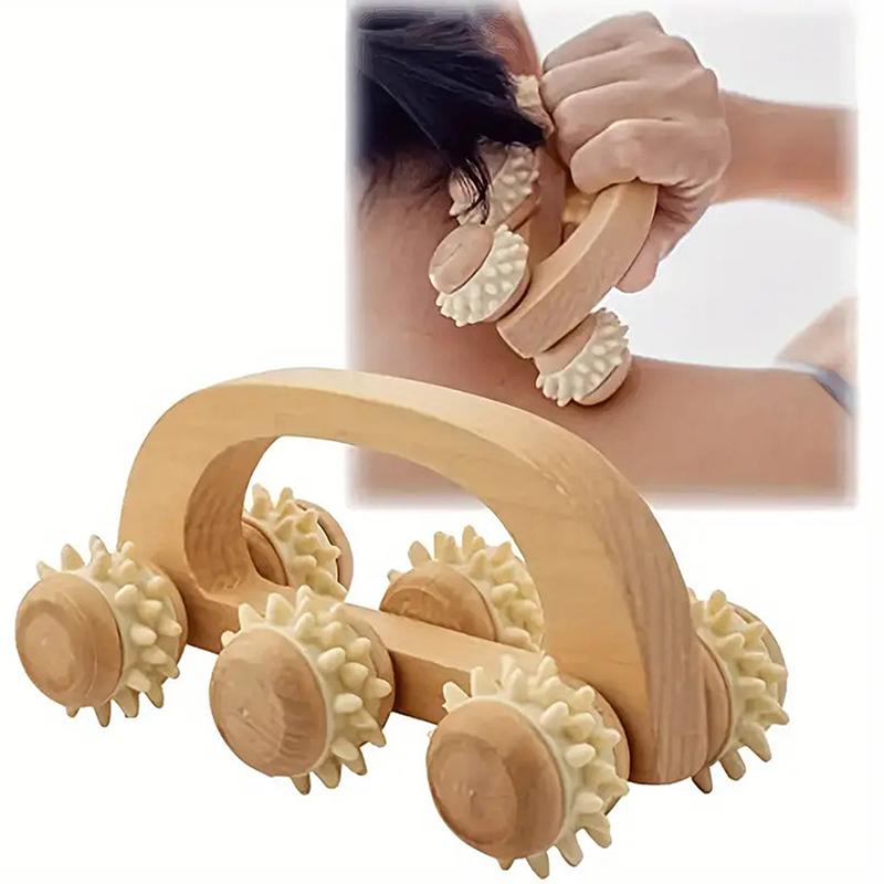Ручной 6-роликовый массажный ролик для больных мышц, деревянные терапевтические массажные инструменты, деревянный ролик для глубокого массажа тканей