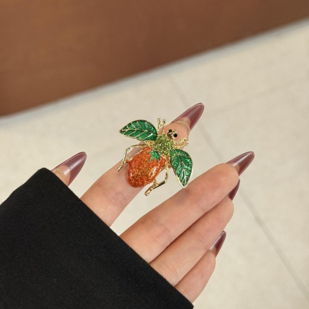 Geometric Insect Drip Oil Ring Korean Style Chunky Enamel Ring Personality Enamel Fruit Ring  Gift