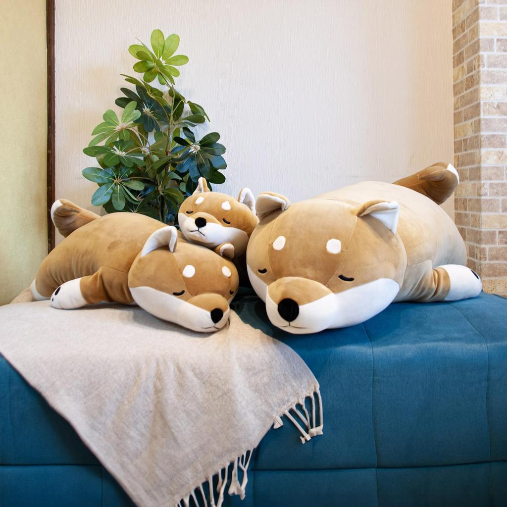 LIV HEART Premium Sleepy Animals Body Kotaro the Shiba Big Fluffy and Squishy Plush Pillow, Inu, Size, Toy, Gift, 28979-44