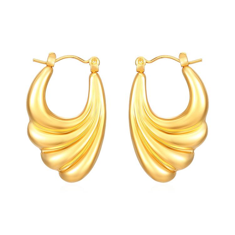 Горячая Распродажа Ретро Легкие Роскошные Литые Волны Крылья Персонализированные Взрывные Серьги Из Нержавеющей Стали 18-каратного Золота