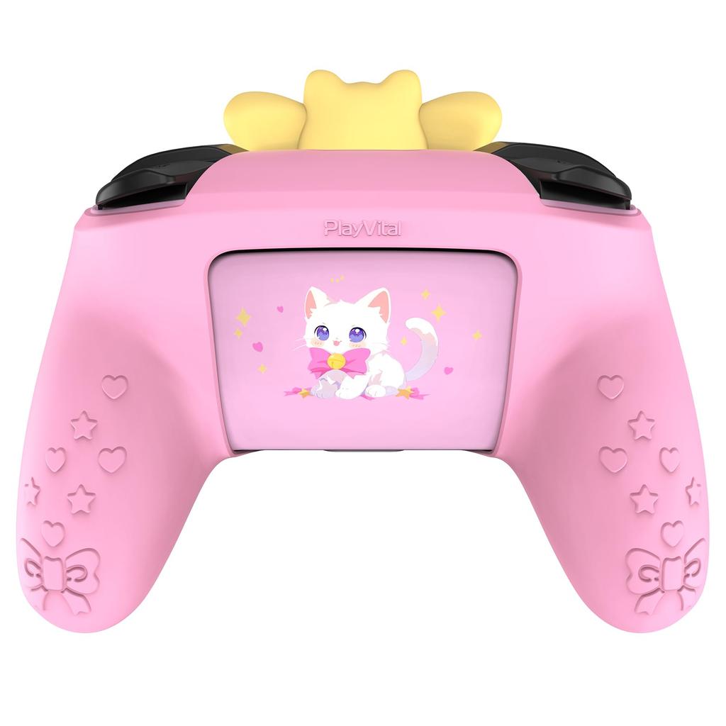 PlayVital Sweetheart Kitty Silicone Cover for Switch Pro Controller Cute Grip Joystick Grip and Protective Silicone Case for Switch Pro Controller –
