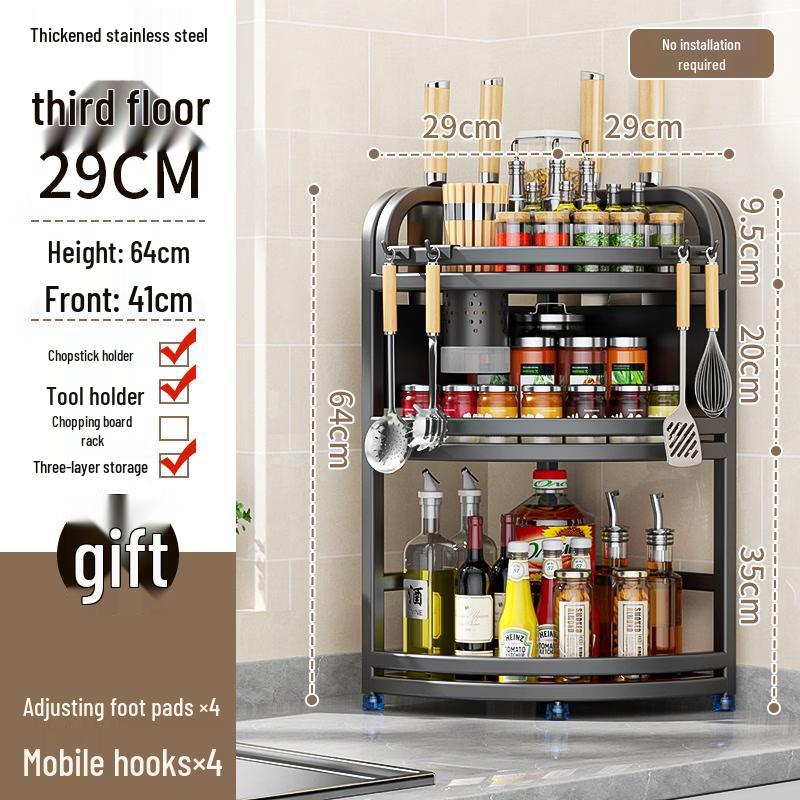 3-Tier Stainless Steel Kitchen Corner Shelf