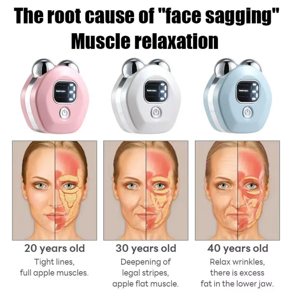 EMS Микротоковая электрическая массажная машина для лица 3 уровня Устройство для красоты лица V-образный роликовый лифтинг шеи
