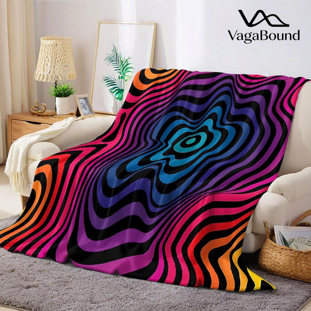 Rainbow Swirl Flannel Blanket Warm Soft Halloween Christmas Decorative Couch Warm Cozy All-Season Gift