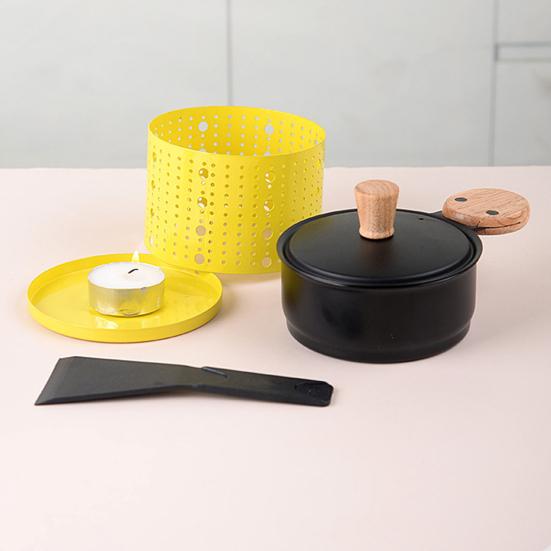 Portable Cheese Oven with Candle Holder Spatula Space-Saving Simple Elegant Cheese Melter Multi-Functional Hot Pot Frying Pan