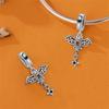 Halloween Party Copper Metal Gothic Retro Cross Bat Patterned Pendant Bead Component Bead Component Compatible With Charm Bead Components Do It