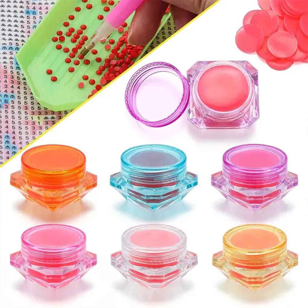DIY Diamond Painting Glue Wax Transparent Diamond Wax Storage Box, Gemstone Wax Picker Tools Embroidery Supplies