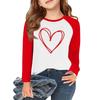 Футболки с длинным рукавом для девочек Love ко Дню святого Валентина, детские осенние топы с круглым вырезом, базовые футболки для детей 5-14 лет