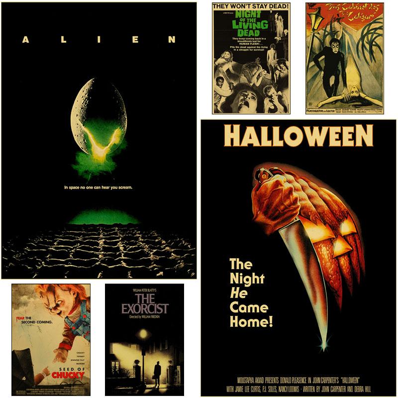 Vintage Classic Horror Movie Poster The Evil Dead/Halloween Posters HD Printed Kraft Paper Home Decor Bar Cafe Wall Art Painting
