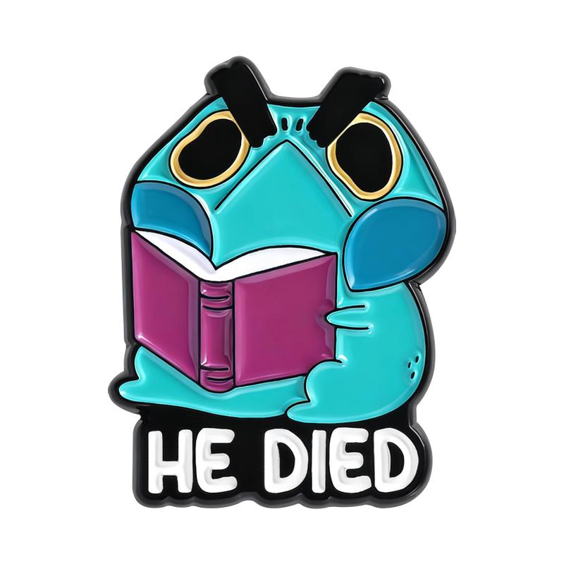 Забавные эмалевые значки «Злая лягушка», Кофе, Чтение книги, Рабочие броши, Значки на лацкан, Мультяшные украшения с животными, Подарок для детей, друзей