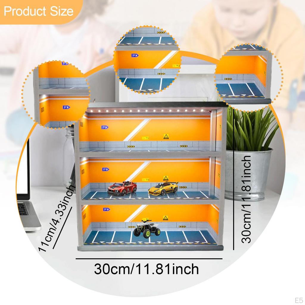 1:64 Diecast Car Display Case Vehicle Scene Toy Background, Backdrop Collection Garage Diorama with