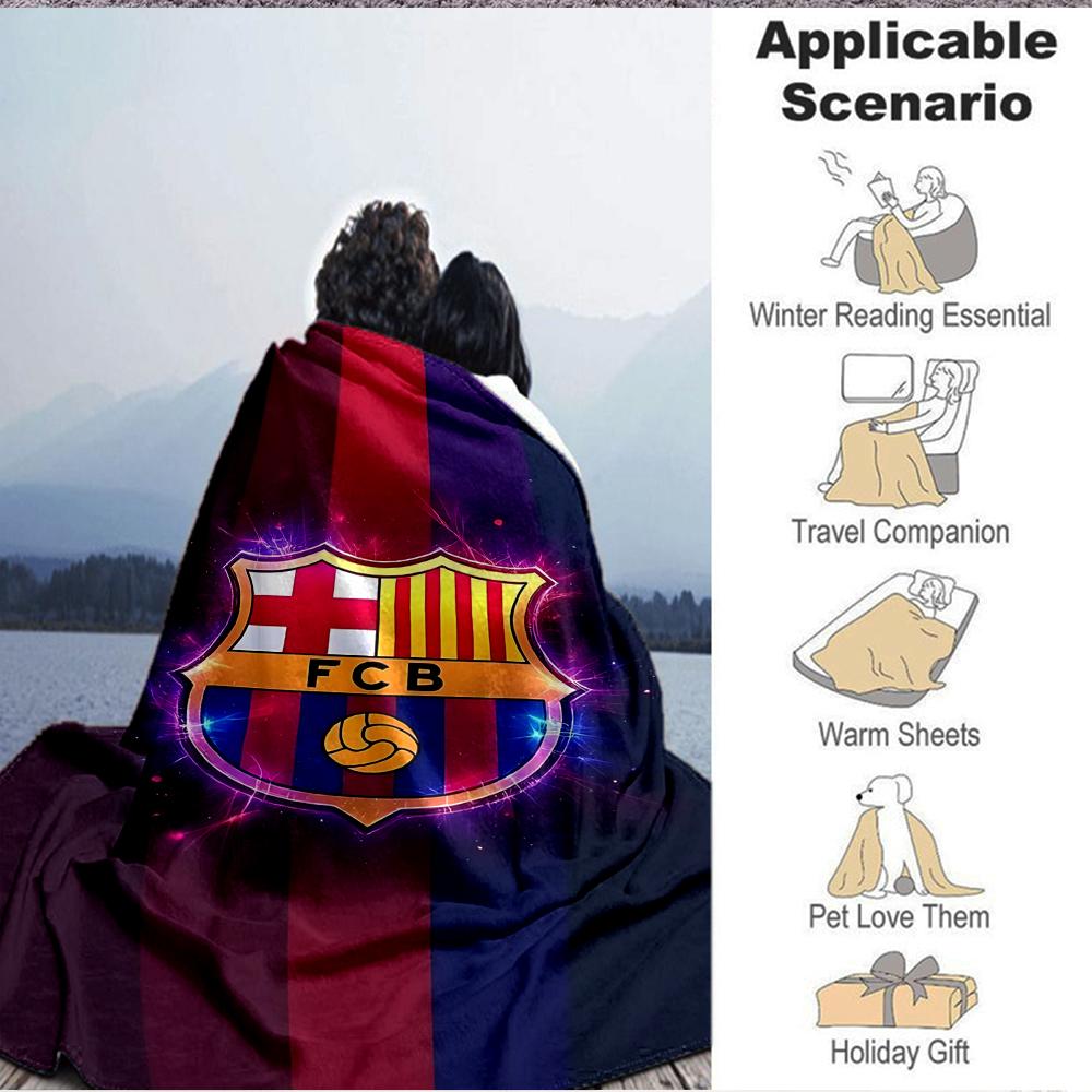1Pc Barcelona Fc Crest Blanket Soft And Comfortable Casual Warm Camping Travel Christmas Halloween Xmas Gift M928692