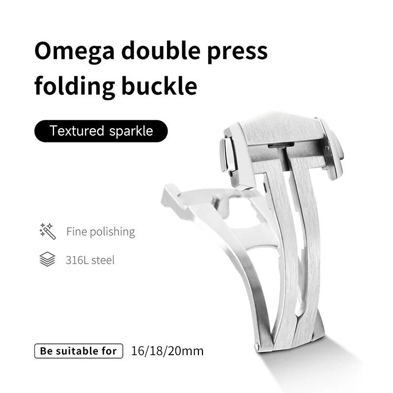 16мм18мм 20мм Раскладывающаяся пряжка для часов Для ремешка Omega Кожаный Резиновый Часовой ремешок Черный Серебристый Золотой Стальной Складная застежка Аксессуары