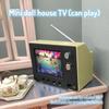 1:12 Dollhouse Miniature Tv Playable Video Mini Television Model Living Room Home Appliances Decor Toy Doll House Accessories