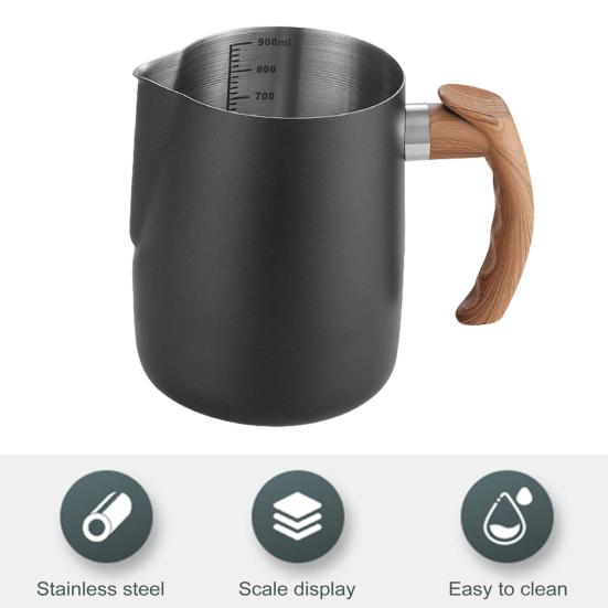 600ML/1000ML Latte Art Cup Stainless Steel Latte Jug Thickened Espresso Milk Frothing Cup with Handle for Home