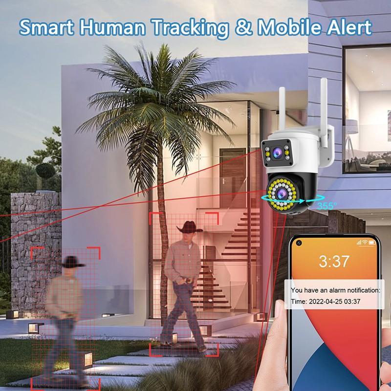 4MP 2K  IP WiFi Security Camera PTZ Dual Lens / Screen CCTV Outdoor Waterproof WiFi Surveillance Cameras Smart Home Security Camera