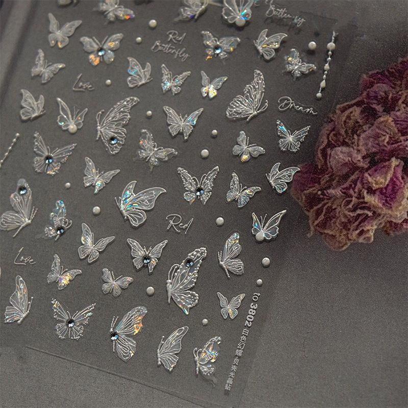 Изысканные самоклеящиеся декоративные наклейки для дизайна ногтей Милые наклейки для дизайна ногтей в виде бабочек Креативные наклейки для дизайна ногтей в виде фей Подарки