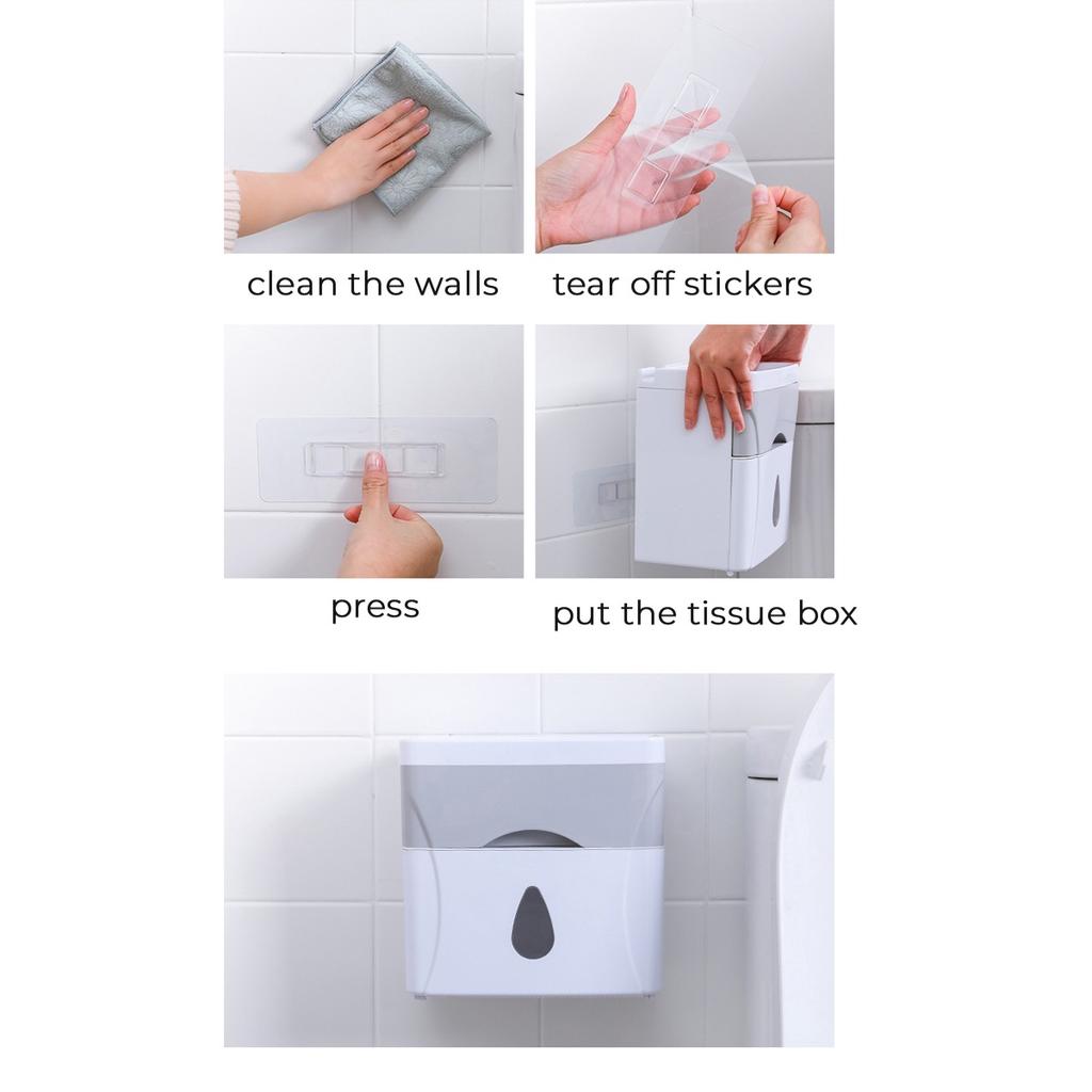 WTEMPO Двухслойная настенная коробка для салфеток, ящик для неперфорированной бумаги, водонепроницаемая стойка для хранения туалетной бумаги, стойка для салфеток в рулонах
