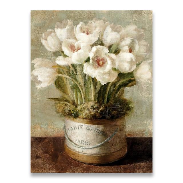Винтажная цветочная картина маслом, европейское пасторальное украшение дома, настенная художественная роспись, скандинавский минимализм