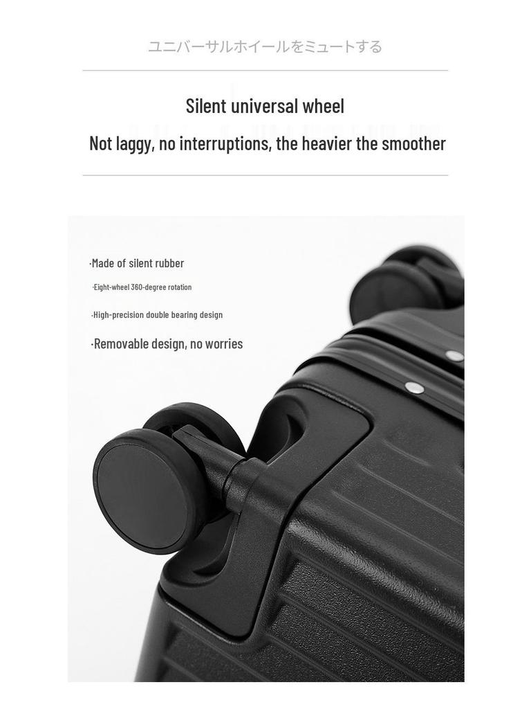 24-Inch Trendy Aluminum Frame Suitcase with Universal Wheels & Password Lock for Students