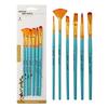 Set of 6 Cross-border Nylon Hair Oil Painting Brushes with Multiple Heads, Pearlescent White Handle, Ideal for Watercolor and Acrylic Art