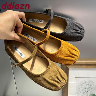 Модная женская мягкая обувь, неглубокие женские туфли-балетки Мэри Джейн, плиссированные модные туфли-балетки с квадратным носком для женщин