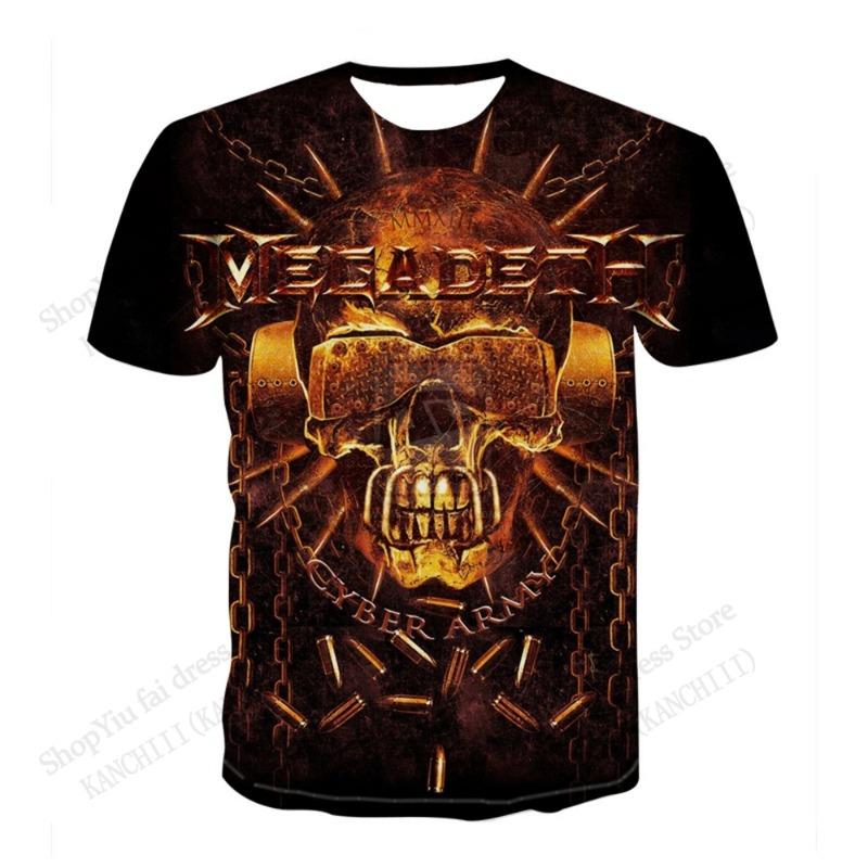 Новая футболка с 3D-принтом Megadeth, футболка для тура, мужская и женская, модная, хип-хоп, оверсайз, с коротким рукавом, детская одежда