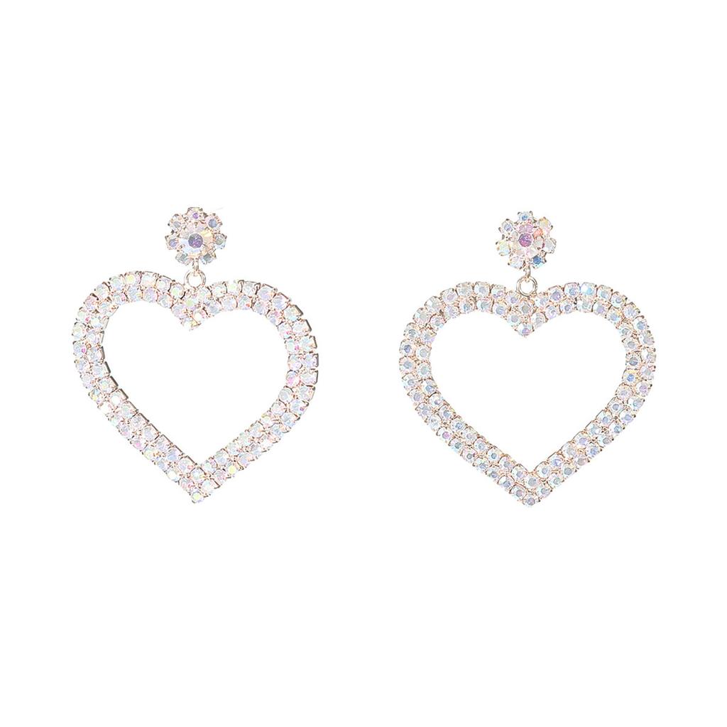 Новые геометрические полые большие серьги в форме сердца любви, женские простые универсальные серьги со стразами, 1 пара