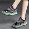 Casual Mixed Colors Flats Sneakers Women Genuine Leather Soft Soled Comfortable Retro Platform Shoes