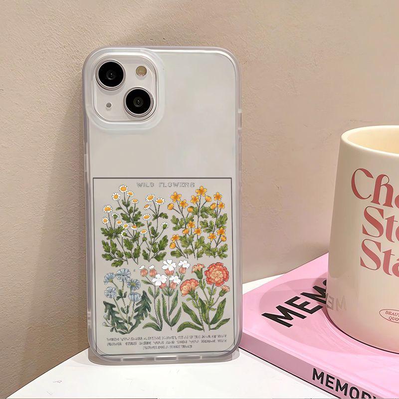 Чехол для iPhone с изображением полевых цветов: Совместим с Apple 15/14/13/12/11/PRO/PROMAX/XSMAX/XR/XS/X.
