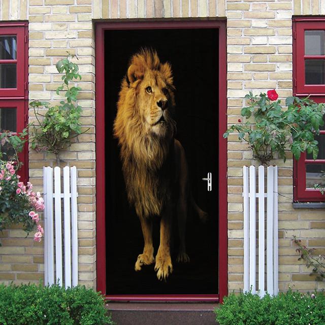 Стикер на дверь с изображением слона, ПВХ, клейкие водостойкие обои для дверей гостиной, спальни, плакат, домашний декор, deursticker