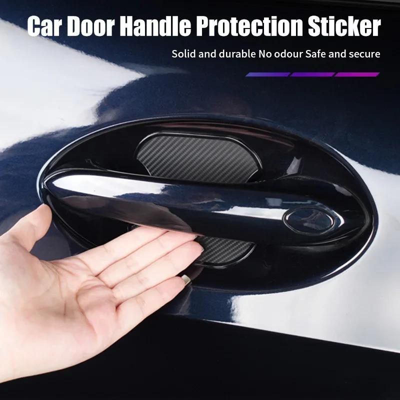 New 4PCS Car Door Handle Bowl Scratch Protector Carbon Fiber Stickers Anti Collision For BMW E46 E90 E60 F30 F10 E39 E36 F2