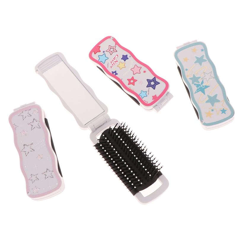 Мини-щетка для волос, складная массажная расческа, массаж головы, антистатическая портативная дорожная щетка для волос, расчески для волос для девочек с зеркалом