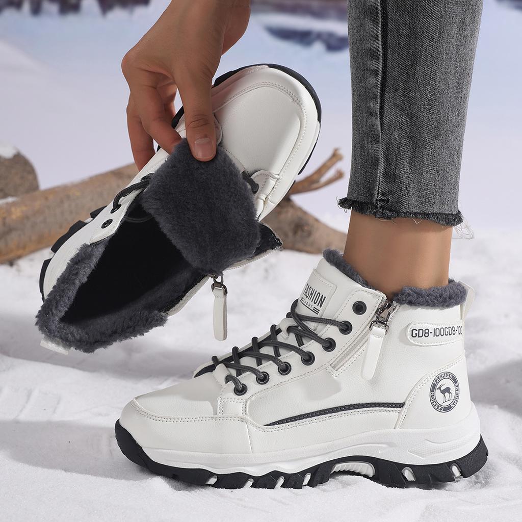 TUINANLE Теплые и удобные женские зимние сапоги для снега с боковой молнией и флисовой подкладкой, плюшевая обувь