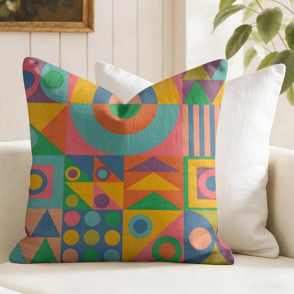 Geometric Patterns Cushion Cover Summer Linen Pillow Case Organic Fabric Cushion Cover DoubleSided Print Sofa Home Decor
