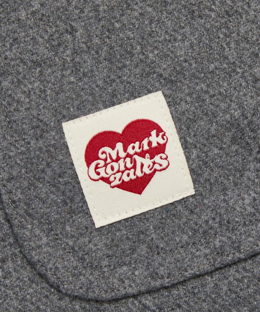 Mark Gonzales Heart Collection Hooded Duffle Long Coat - Grey