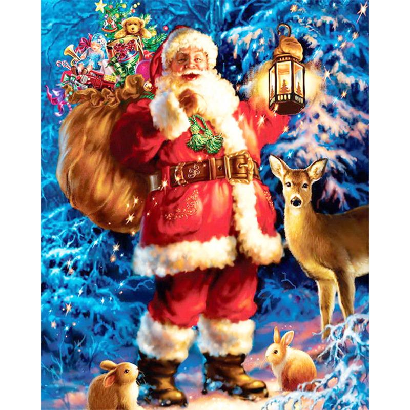 5D Diy Алмазная картина Зимний Санта-Клаус Набор для вышивки крестом Полная вышивка Мозаика Художественная картина со стразами Рождественский подарок