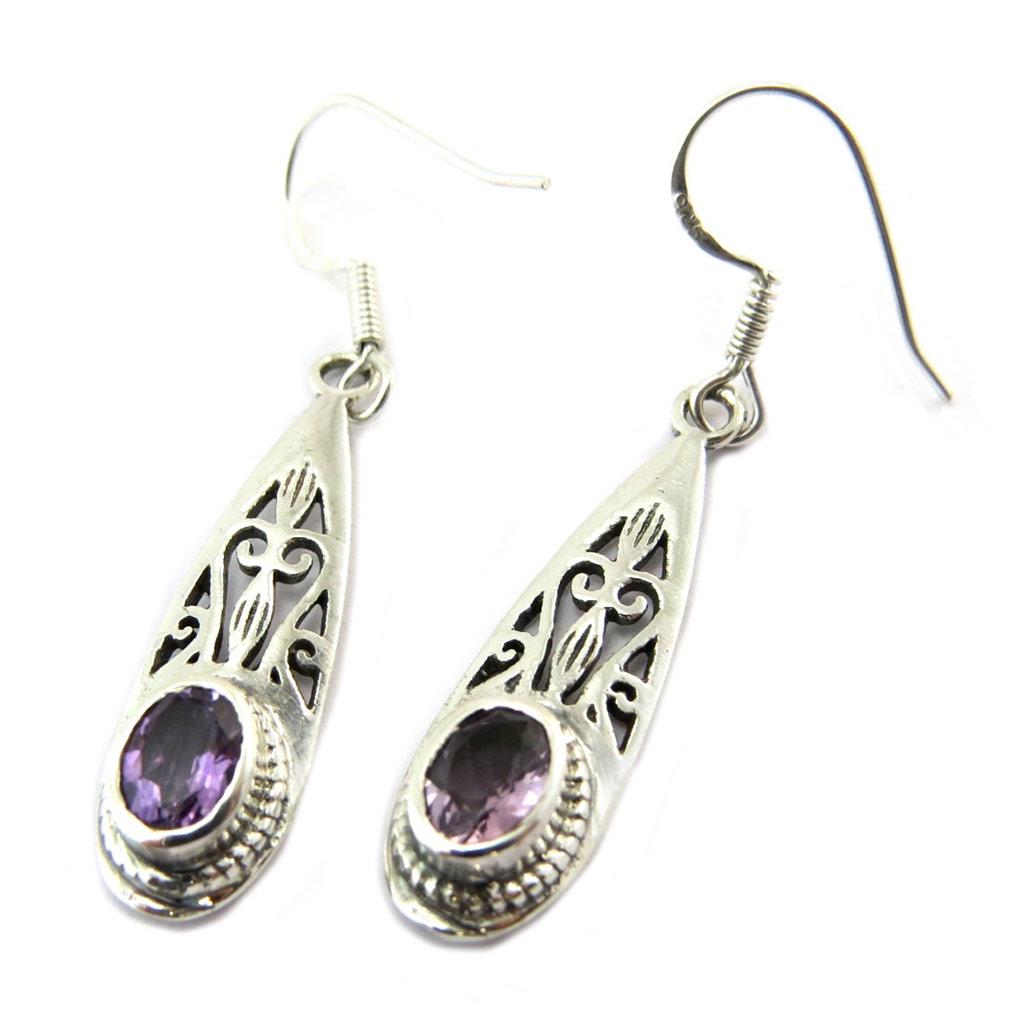 Les Trésors De Lily [P3765] - Серебряные серьги с аметистом «Небеса» - 30x9 мм