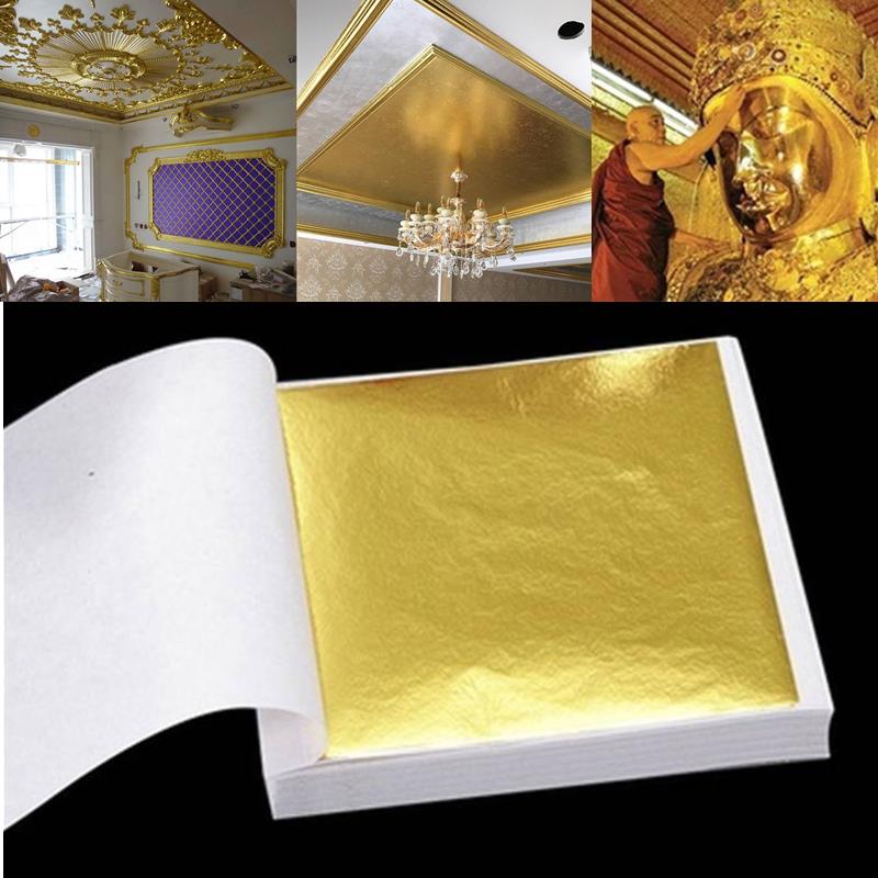 100 Pcs Sheets Imitate Gold Foil Leaf Anti-Aging Gilding For Food Decorations Handmade DIY Scrapbooking Craft Decoration New