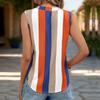 Летняя женская рубашка без рукавов, красочная полосатая блузка с v-образным вырезом