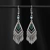 Niche Retro Temperament Rhombus Fringed Earrings Long Ethnic Style Simple High-end Earrings Women's Ear Jewelry