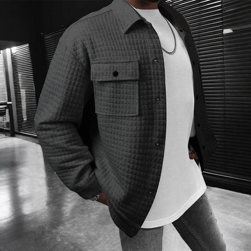 Men S Casual Loose Fit Jacquard Check Jacket For Spring Autumn
