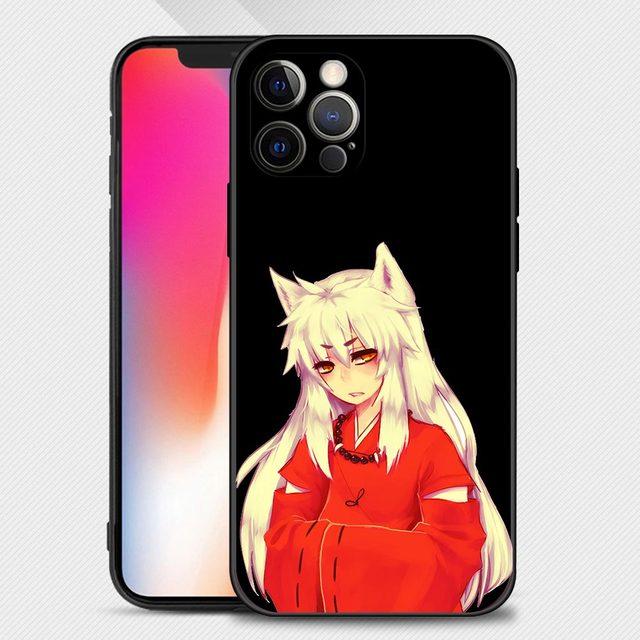 Чехол для телефона Iphone 14 13 12 11 Pro Max Xs Max Xr X 7 8 Plus 12 Mini 6s, силиконовый чехол с черным корпусом, аниме, милый Inuyasha